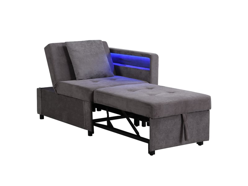  Canapé droit convertible 2 places lin led gris foncé canapé gris foncé - Conforama A