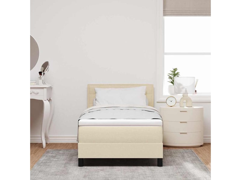  Lit adulte, lit simple, lit à ressorts avec tête de lit crème 100x200cm tissu cf17004  - Conforama C