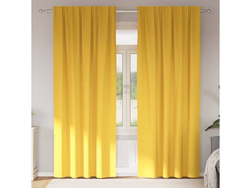  Lot de 2 rideaux occultants, rideaux black-out avec anneaux jaune moutarde polyester cf44671  - Conforama B