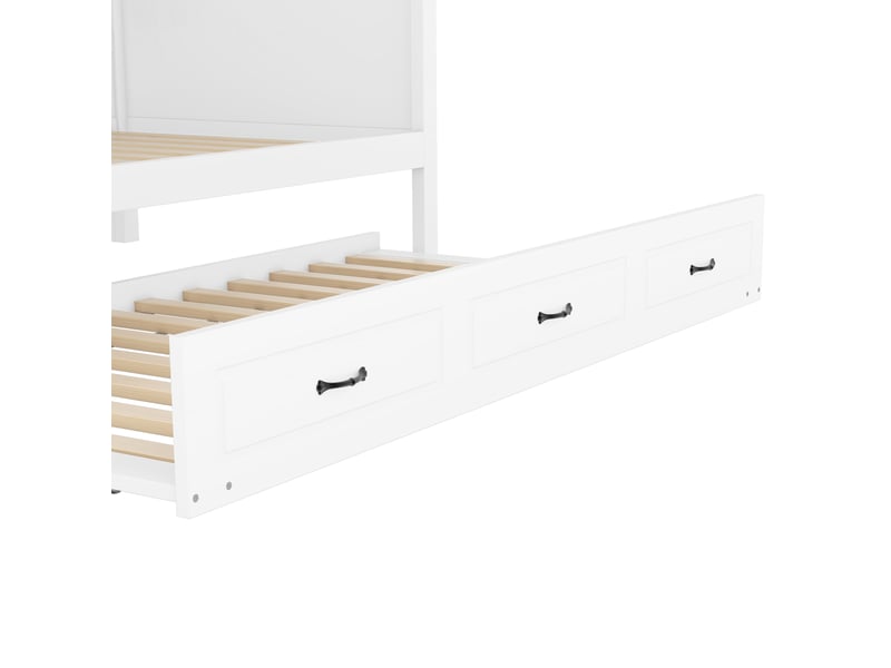  Lit daybed 90x200 cm blanc avec led, tiroirs de rangement, lit gigogne, usb - sans matelas  - Conforama E