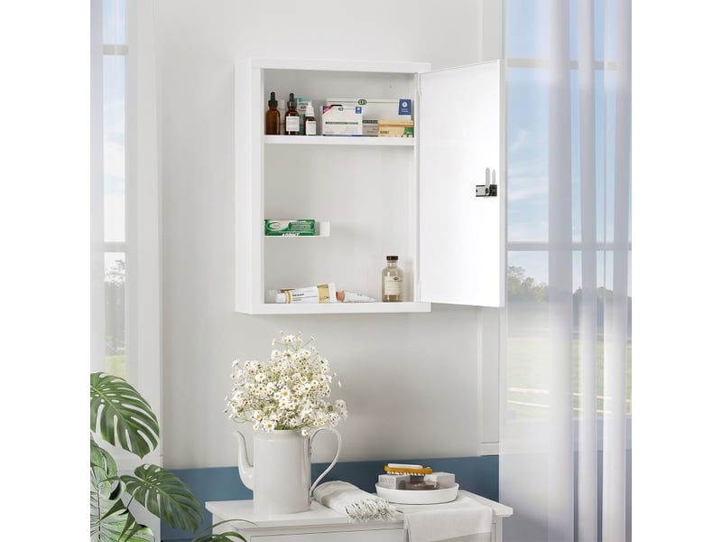  Armoire à pharmacie murale 40x15x53,5 cm avec serrure à code, métal blanc  - Conforama B