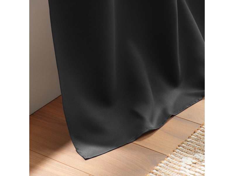 Lot de 2 rideaux à œillets grande hauteur 135 x 280 cm occultants unis occult noir - Conforama C