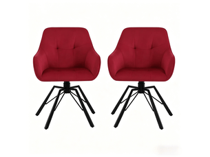 Lot de 2 chaises de salle à manger 57x50x82,5cm, rouge vin, métal, accoudoirs, pivotantes 360°