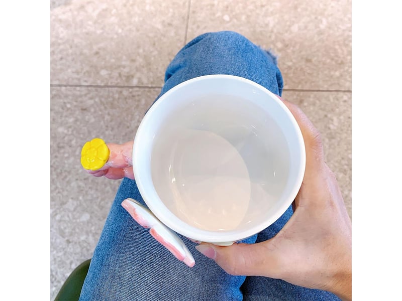  Mug en céramique, décor floral, rose  - Conforama E