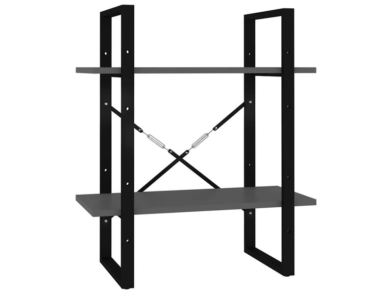  Bibliothèque à 2 niveaux, armoire à livres gris 60x30x70 cm bois d'ingénierie  - Conforama A