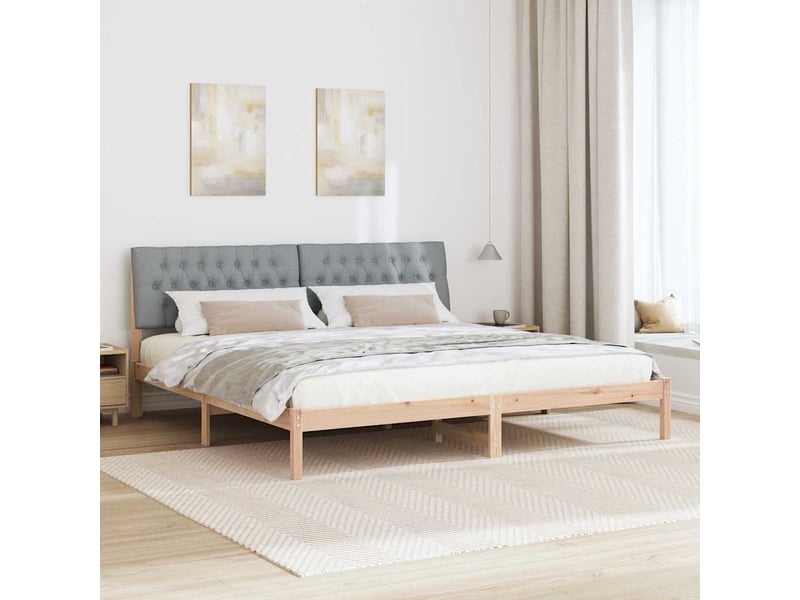Lit double- lit adulte - cadre de lit avec tête de lit rembourrée marron 200 x 200 cm - Conforama C