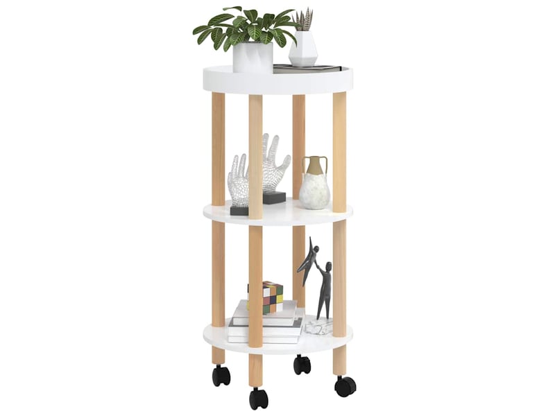  Desserte de cuisine, chariot à 3 niveaux blanc 38x38x82 cm bois d'ingénierie et pin  - Conforama C