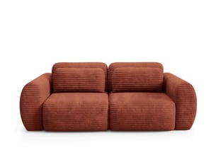 Canapé droit convertible 4 places Tissu rouge avec coffre de rangement
