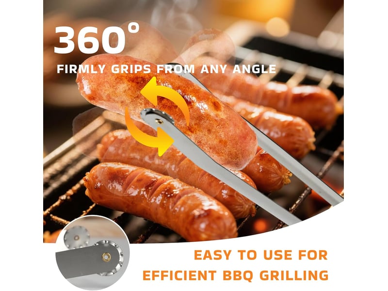  Pince barbecue inox à roulette,manche résistante pour retourner viandes,saucisses,bacon et légumes lors des grillades en extérieur No Commercial reference - Conforama D