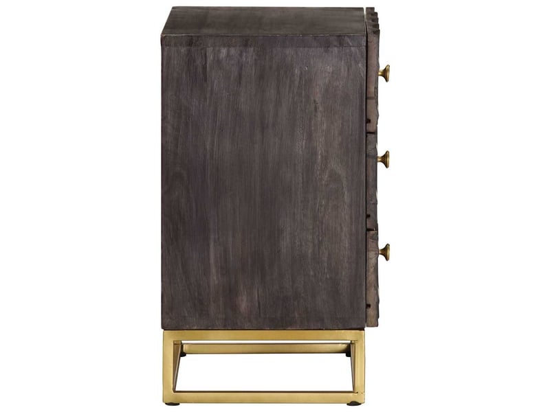  Table de chevet, table d'appoint noir 40x30x50 cm bois de manguier massif  - Conforama C