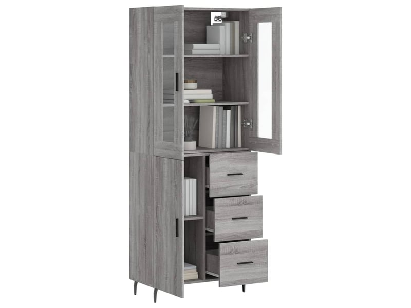  Buffet haut - bahut - meuble de rangement sonoma gris 69,5x34x180 cm bois d'ingénierie  - Conforama C