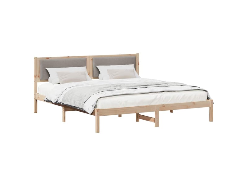 Lit double- lit adulte -  cadre de lit avec tête de lit taupe 200 x 200 cm pin massif  - Conforama B
