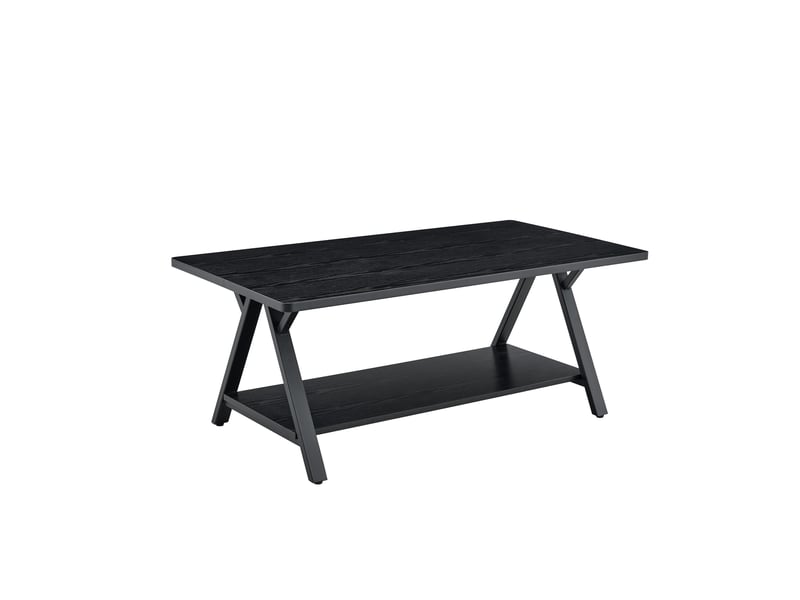 Table basse avec rangement, aspect bois noir et métal, 110 x 57 x 44,5 cm  - Conforama A