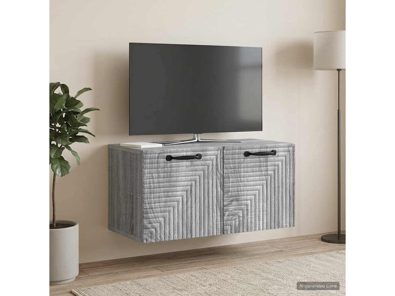  Meuble tv - banc tv - meuble de rangement mural sonoma gris 59,5 x 31 x 30 cm bois d'ingénierie  - Conforama B