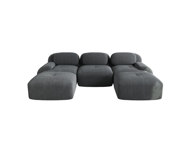  Canapé modulable en u ulevr 3 places 298 x 178 cm sans cadre, velours côtelé gris, mousse 32d  - Conforama A