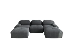 Canapé modulable en u ulevr 3 places 298 x 178 cm sans cadre, velours côtelé gris, mousse 32d