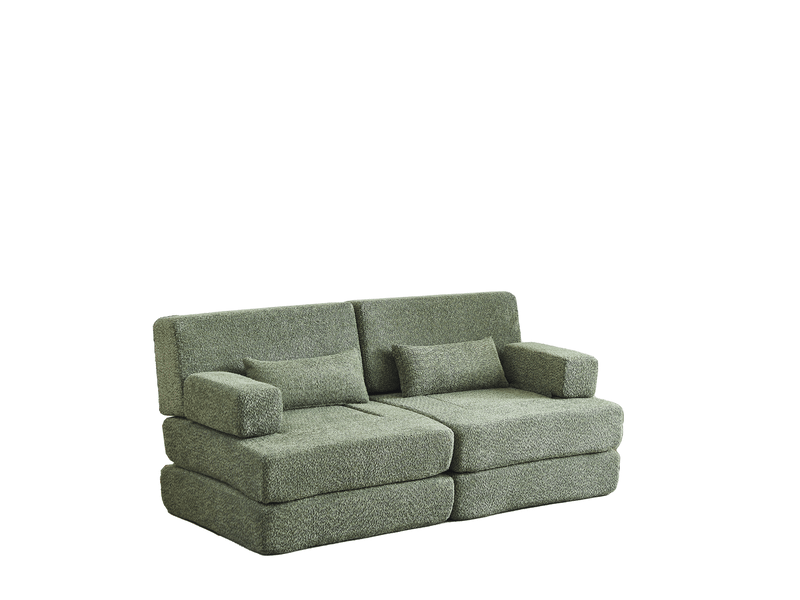  Canapé-lit modulable 1 place en chenille – vert – pliant 2 en 1 avec dossier haut et structure en fer  - Conforama A