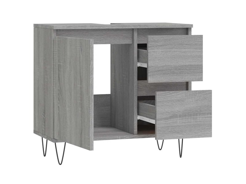  Amoire de salle de bain, meuble de rangement sonoma gris 65x33x60 cm bois d'ingénierie  - Conforama D