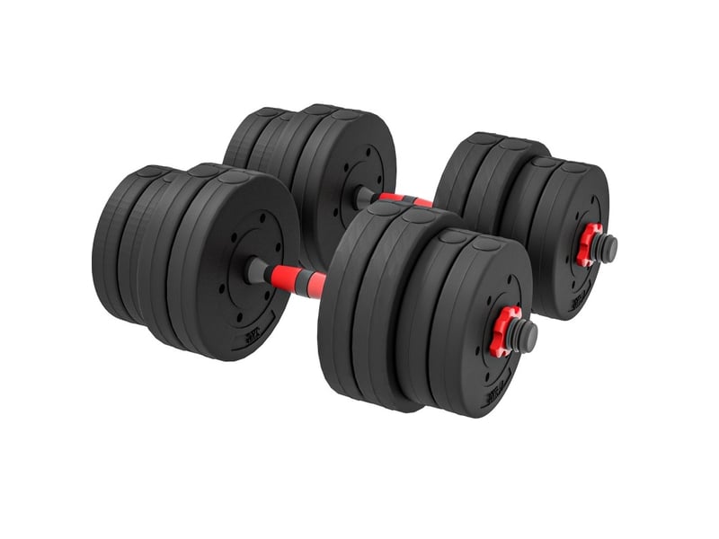 Set d'haltères réglables 2-en-1 30 kg 50x21x21 cm – noir – conversion en barre longue, gain de place - Conforama A