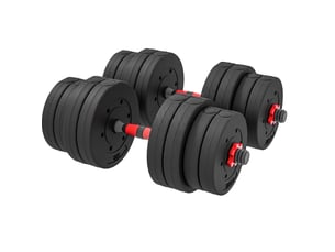 Set d'haltères réglables 2-en-1 30 kg 50x21x21 cm – noir – conversion en barre longue, gain de place