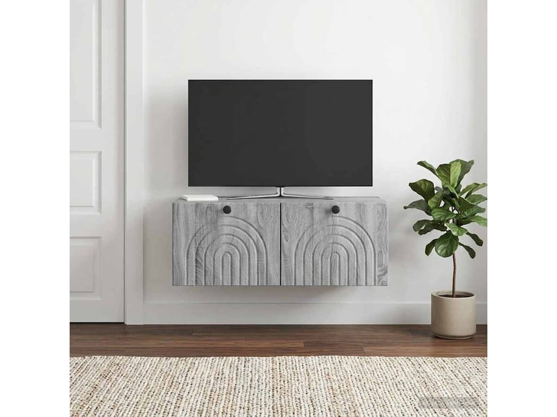  Meuble tv - banc tv - meuble de rangement mural sonoma gris 78,5 x 41 x 30 cm bois d'ingénierie  - Conforama B