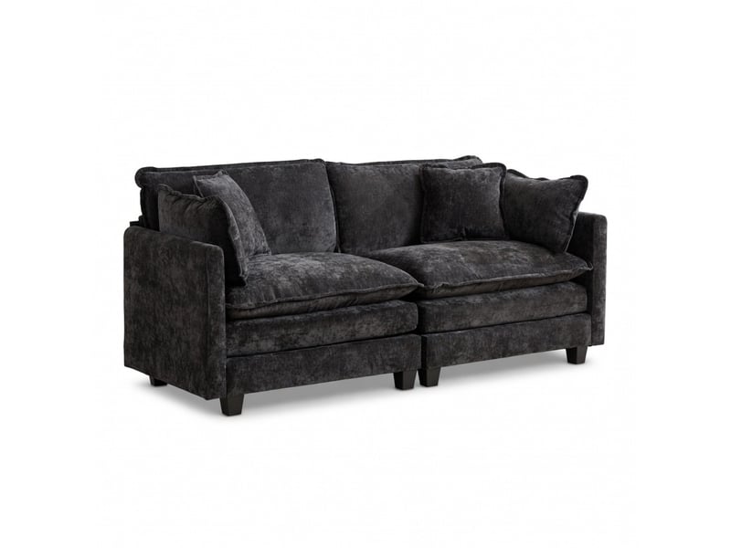  Canapé cloud loveseat moderne en tissu chenille noir double coussin rembourré  - Conforama A