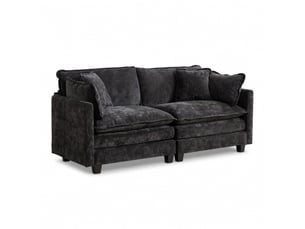 Canapé cloud loveseat moderne en tissu chenille noir double coussin rembourré