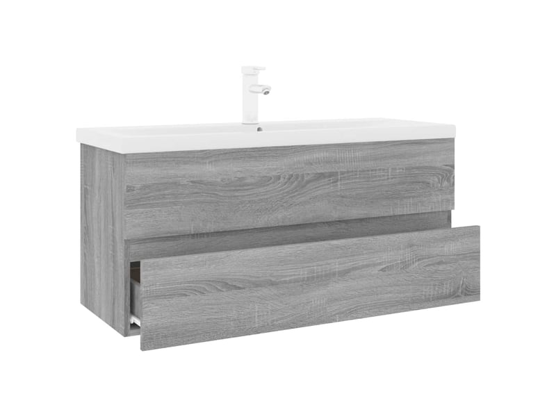 Meuble lavabo avec bassin intégré, armoire de salle de bain sonoma gris bois d'ingénierie cf65568 - Conforama E