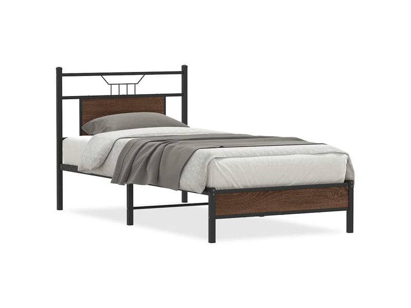  Lit simple- lit adulte -  cadre de lit sans matelas chêne marron 80x200cm bois ingénierie  - Conforama A