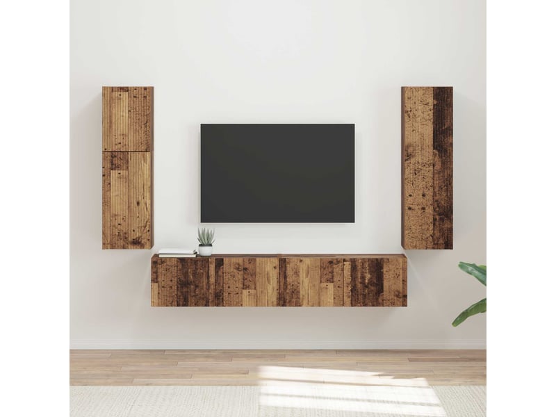  Ensemble meuble tv - banc tv - meuble de rangement 4 pcs bois ancien bois d'ingénierie  - Conforama B