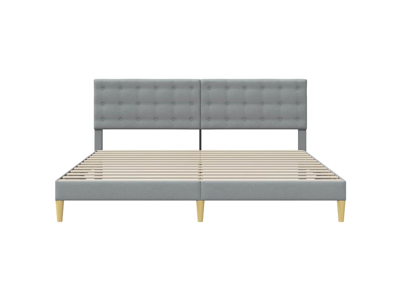 Lit double- lit adulte - cadre de lit avec tête de lit gris clair 200 x 200 cm tissu - Conforama C