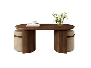 Table basse ovale coloris bois foncé <strong>WISHDOR</strong> <strong></strong> - 50 cmx108 cm