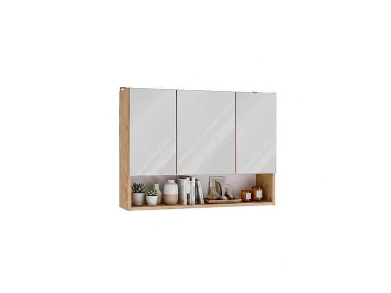  Pola 3dlp - meuble de salle de bain suspendu avec 3 miroirs et 3 portes, 7 étagères - 80x60x20 - chêne artisan  - Conforama D