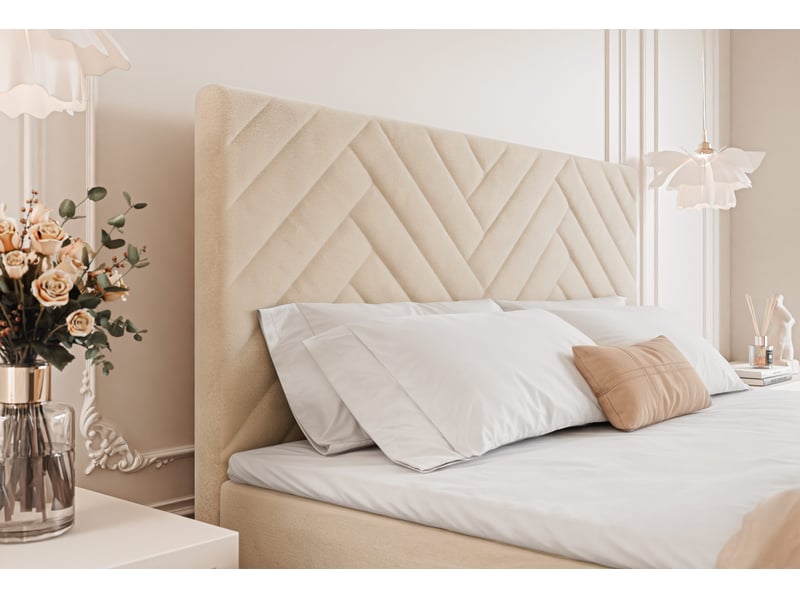  Lit coffre nerea - 160x200 cm - avec matelas et surmatelas - velours dense - beige clair NEREA - Conforama D