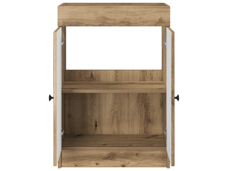  Armoire sous évier de salle de bain, meuble de rangement chêne artisanal shl8024  - Conforama D