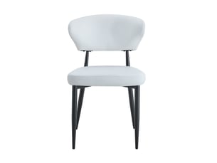 Lot de 2 chaises de salle à manger blanches, pieds en métal noir