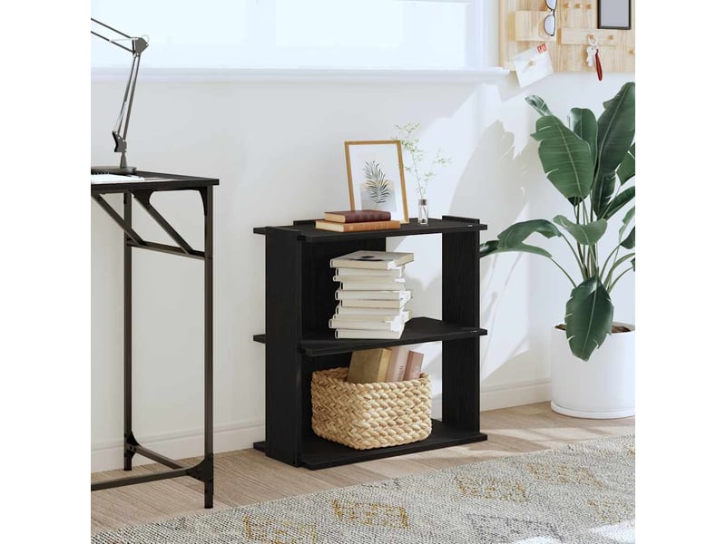  Bibliothèque à 3 niveaux, armoire à livres noir 60x30x60 cm bois d'ingénierie  - Conforama C