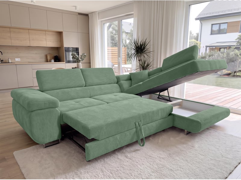Canapé d'angle convertible konak 276 cm avec coffre – vert sauge Konak - Conforama C
