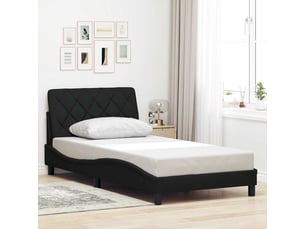 Lit adulte, lit simple, cadre de lit sans matelas noir 100x200cm tissu cf15150