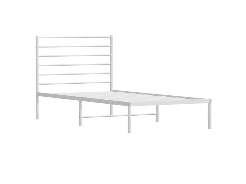  Lit simple- lit adulte -  cadre de lit métal sans matelas avec tête de lit blanc 80x200cm  - Conforama B