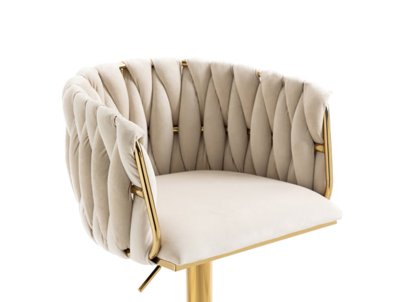  Lot de 2 chaises de bar rotative à 360° et réglable en hauteur avec repose-pied, velours, beige  - Conforama E