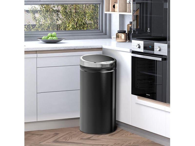  Poubelle automatique à capteur 42 l 30,5 x 30,5 x 68 cm noire en acier, avec bac intérieur amovible  - Conforama B