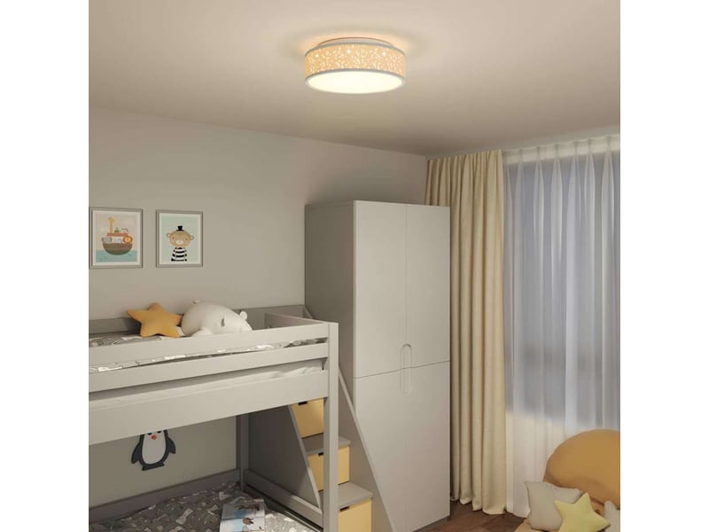  Lampe de plafond, plafonnier gris 38x38x13,5 cm tissu shl64591  - Conforama C