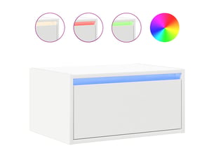 Table de chevet - cabinet de chevet - table de nuit murale avec lumières led blanc