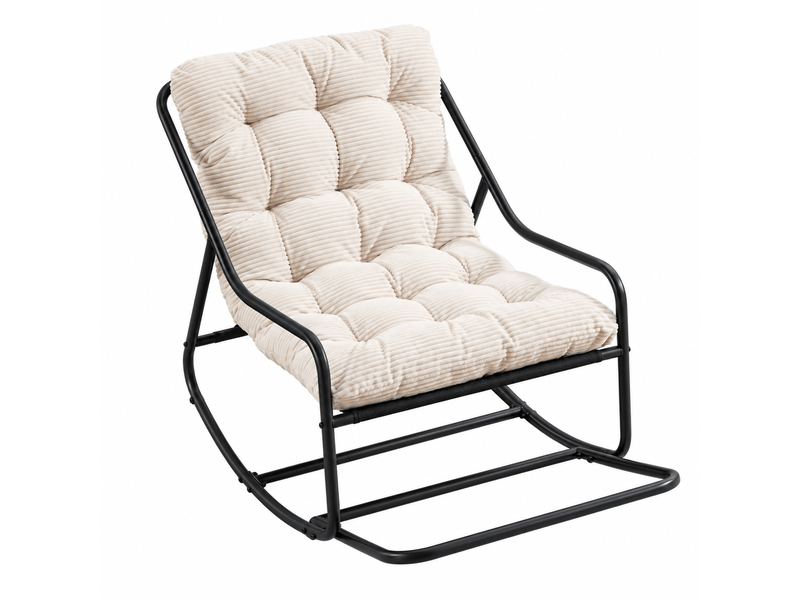 Fauteuil à bascule noir avec coussin blanc épais et confortable - Conforama A