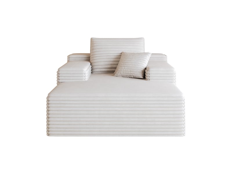  Fauteuil 1 places - 115x159cm - chaiselongue modulaire en velours assise profonde, mousse haute résilience sans montage - blanc  - Conforama A