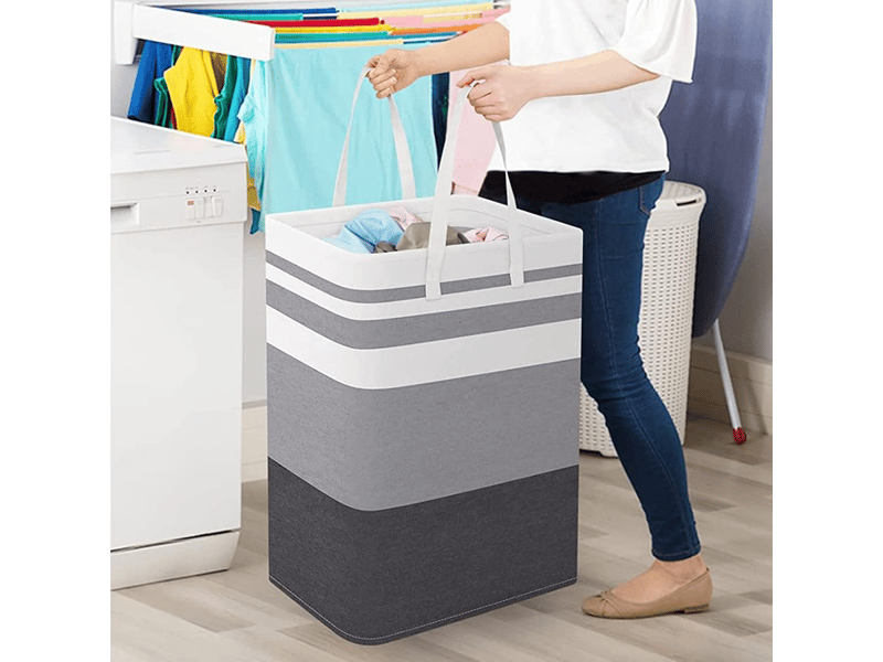 2 unités de panier à linge sale de 75l, pliable, avec poignée, de grande capacité, panier de rangement pour vêtements et jouets - Conforama D