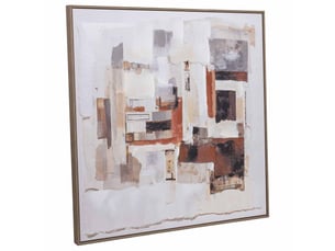 Tableau peint à la main avec cadre en bois multicolore 103x4x103h cm