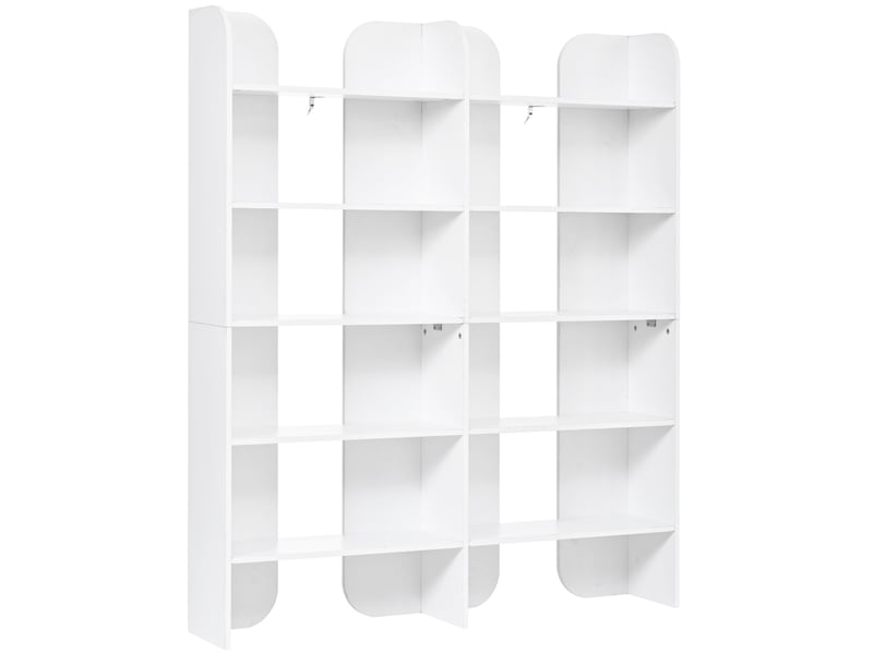 Bibliothèque 160 x 135 x 25 cm blanc en panneaux de particules, 5 niveaux ouverts pour salon et bureau - Conforama A