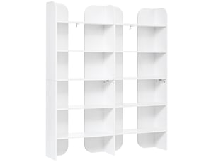 Bibliothèque 160 x 135 x 25 cm blanc en panneaux de particules, 5 niveaux ouverts pour salon et bureau